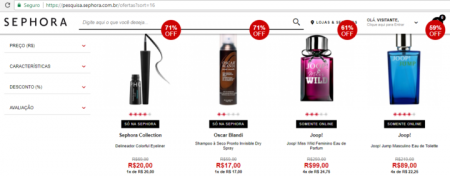 Sephora está com até 70% de desconto em diversos produtos