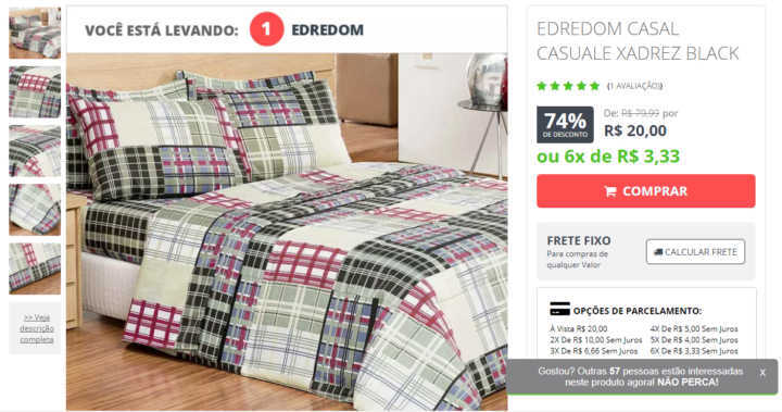 Todos os edredons têm 74% OFF