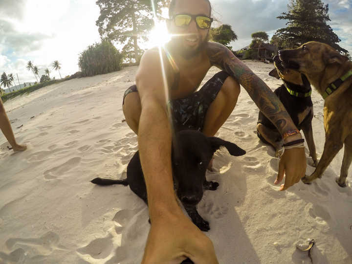 Flávio com os amigos caninos