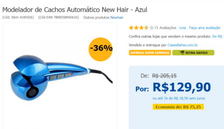 Modelador de cachoes está com 36% OFF