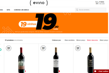 Evino tem diversos rótulos por R$ 19,90. São vinhos até 76% OFF