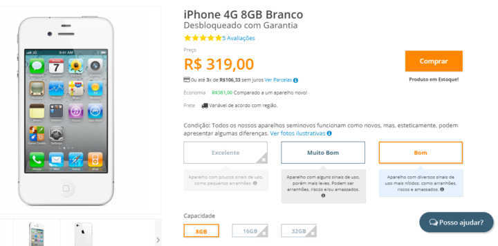 O site reúne quase todos os modelos de iPhone lançados no mercado