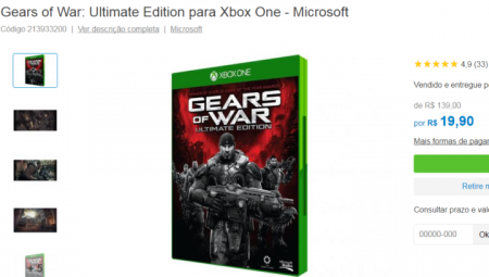 Jogo Gears of Wars está com 85% OFF