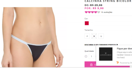 Calcinha String sai por R$ 9,90