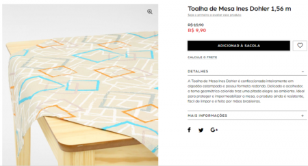 Toalha de Mesa sai por R$ 9,90