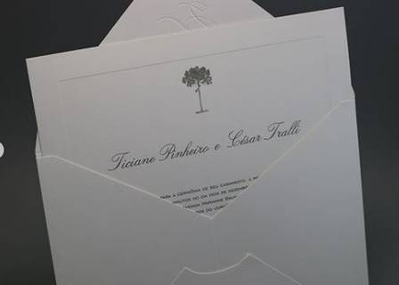 Convite de casamento de Ticiane Pinheiro e César Tralli