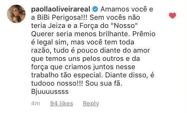 Paolla responde Ju Paes