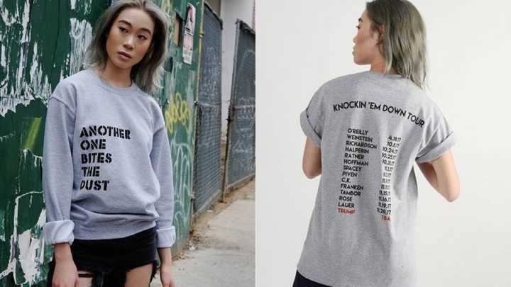 Camiseta com o nome dos envolvidos em escândalos sexuais