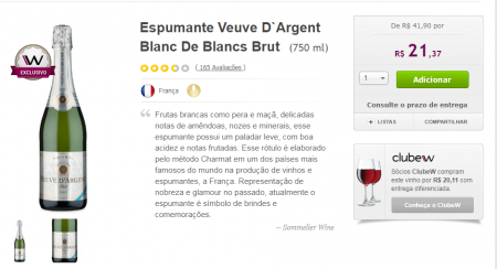 Espumante Veuve D’Argent sai por R$ 21,37