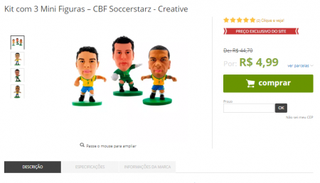 Kit com 3 mini figuras sai por R$ 4,99