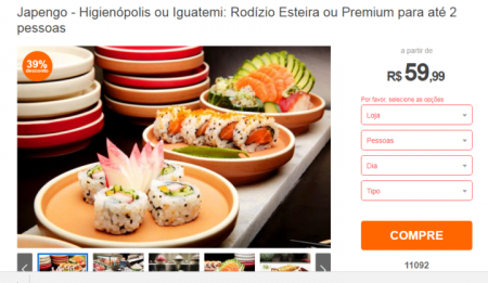 Cupom dá 39% de desconto em rodízio no restaurante Japengo