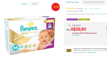 Fralda Pampers está com desconto de 54%