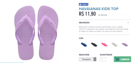 Havaianas Kids sai por R$ 11,90