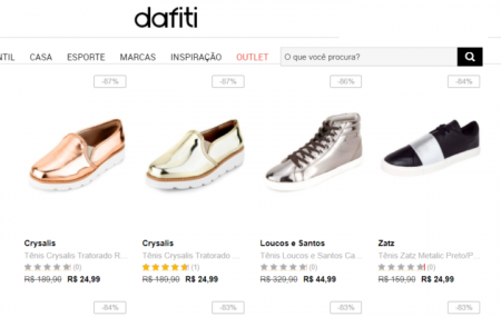 Dafiti tem diversos modelos de tênis a partir de R$ 25