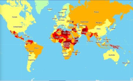Mapa mostra os países mais seguros e os mais perigosos para viajar