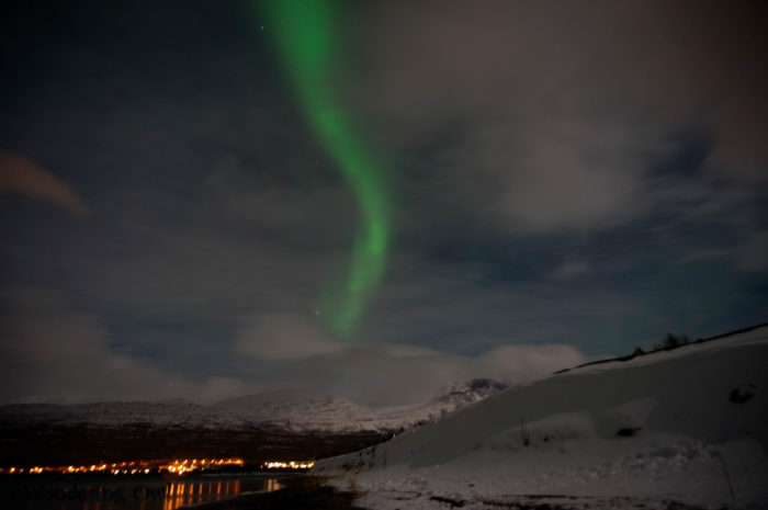 Aurora Boreal vista nos entornos de Tromsø, Noruega
