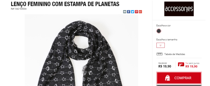 Lenço é apenas uma das opções de R$ 19,90 na Renner