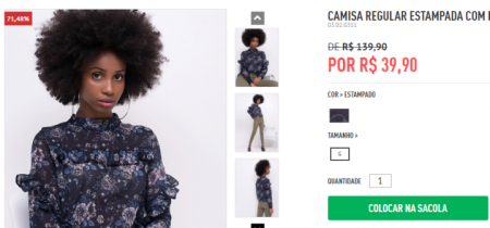 Camisa está com 70% de desconto