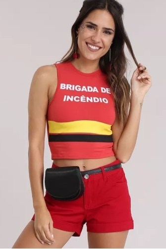 Regata Cropped Carnaval Bombeira Vermelha | R$ 29,99