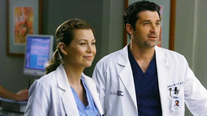 Os personagens Meredith Grey (Ellen Pompeo) e Derek Shepherd (Patrick Dempsey)