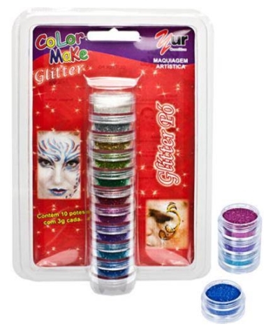 Yur Pintura Facial Glitter Pó Com 10 Cores | R$24,35