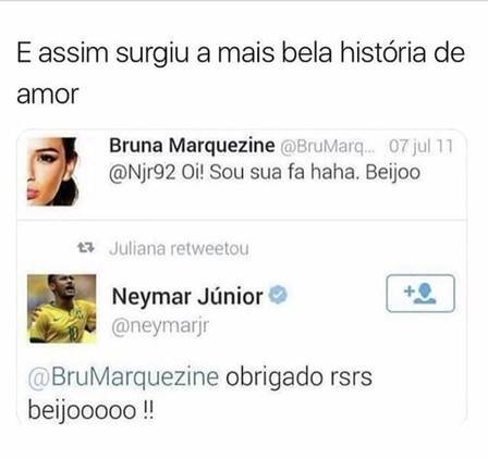 Primeiro tuíte de Bruna para Neymar