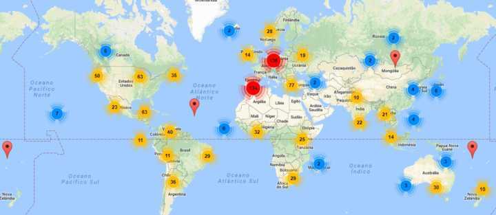 Mapa das ecovilas pelo mundo