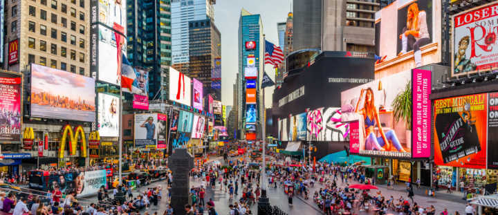 Times Square, em Nova York, o quarteirão mais famoso do mundo