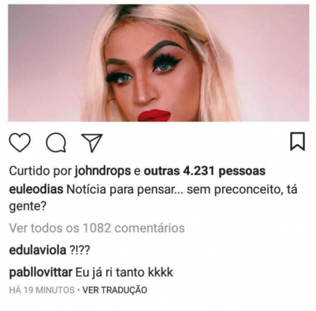 Pabllo Vittar comenta boato