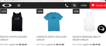 Site da Oakley tem várias peças pela metade do preço original, descontos chegam a 60%