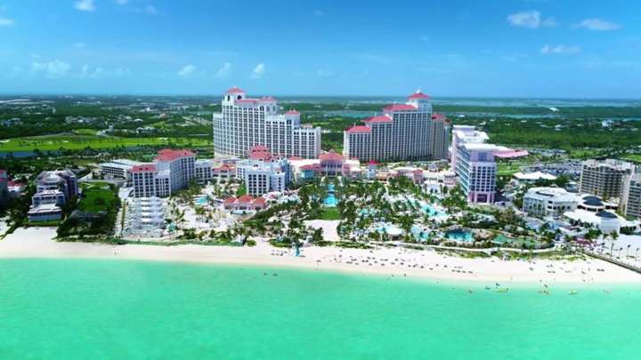 Vista do luxuoso resort Baha Mar, na ilha de Nassau no arquipélago das Bahamas