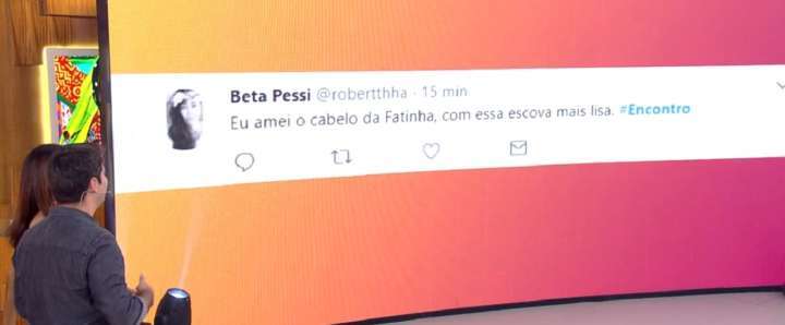 Tweet de @robertthha exibido ao vivo no “Encontro com Fátima”