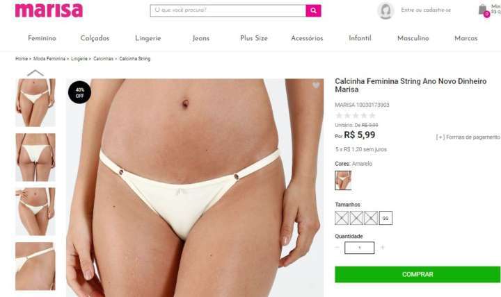 Marisa vende lingeries com desconto e preços a partir de R$ 5,99