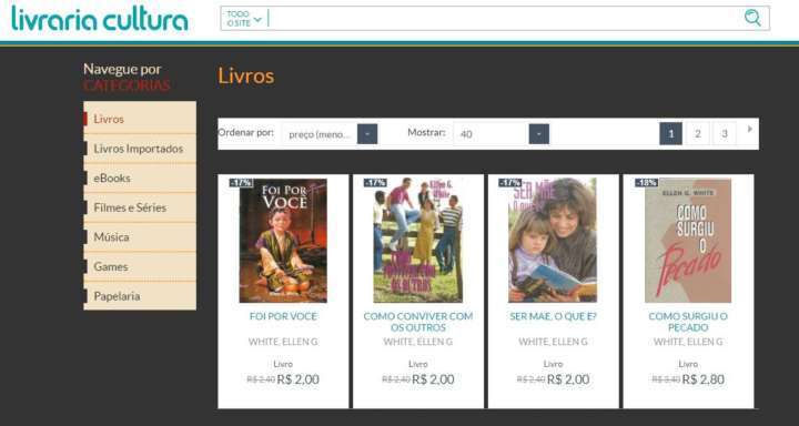Livraria Cultura vende em sua loja on-line livros com até 40% de desconto