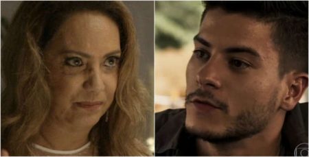 Nádia (Eliane Giardini) e Diego (Arthur Aguiar) em “O Outro Lado do Paraíso”