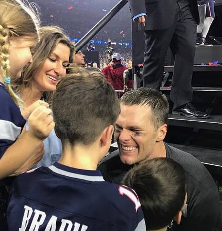 Gisele Bündchen, Tom Brady, e os filhos, Benjamin e Vivian