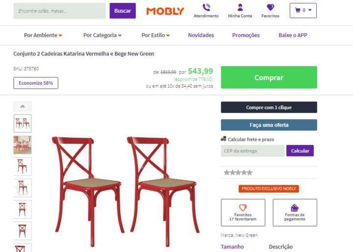 Cadeira Katarina do BBB 18 é modelo exclusivo da Mobly