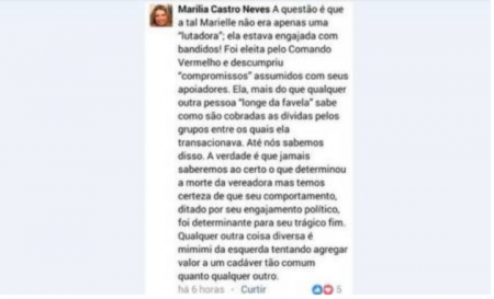 Publicação de desembargadora sobre Marielle