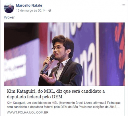 Dono do app celebra candidatura de Kim Kataguiri