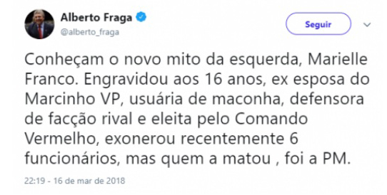 O deputado apagou a mensagem do Twitter após a repercussão