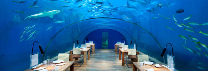 Restaurante submerso do Conrad Maldives, em Rangali Island