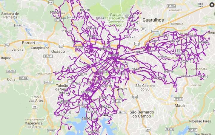 Mapa baseado na informações fornecidas pela Prefeitura de São Paulo, divulgado no Google Maps