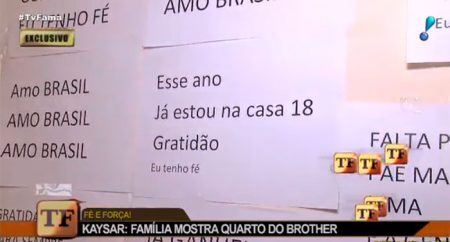 Kaysar escreveu mensagens motivacionais na parede para entrar no ‘BBB 18’