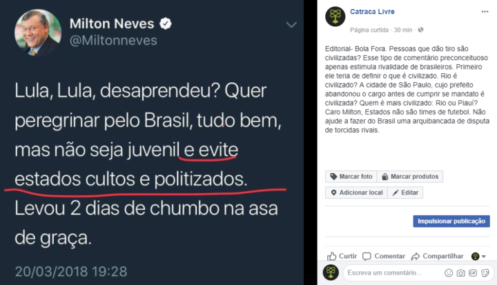 Catraca Livre faz editorial sobre post polêmico de Milton Neves