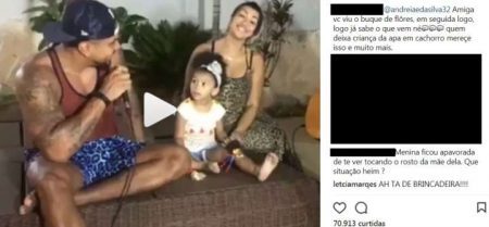 Comentários dos internautas sobre reação da filha de Naldo e Ellen Cardoso