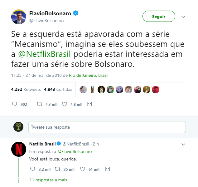 Netflix desmente filho de Jair Bolsonaro e nega que fará série