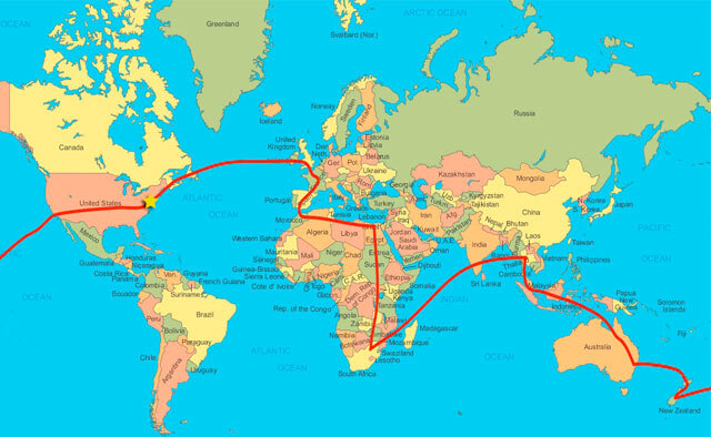 Mapa com os países de Rolf passou