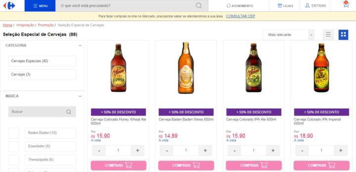 Carrefour vende só hoje cervejas com 50% de desconto