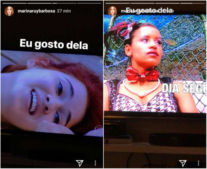 “Eu gosto dela”, escreveu Marina nas fotos das participantes do BBB 18