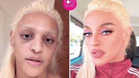 Pabllo Vittar antes e depois da maquiagem